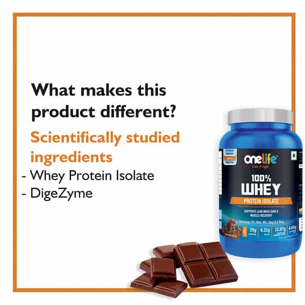 Onelife 100% Whey Protein Isolate Chocolate - 1Kg