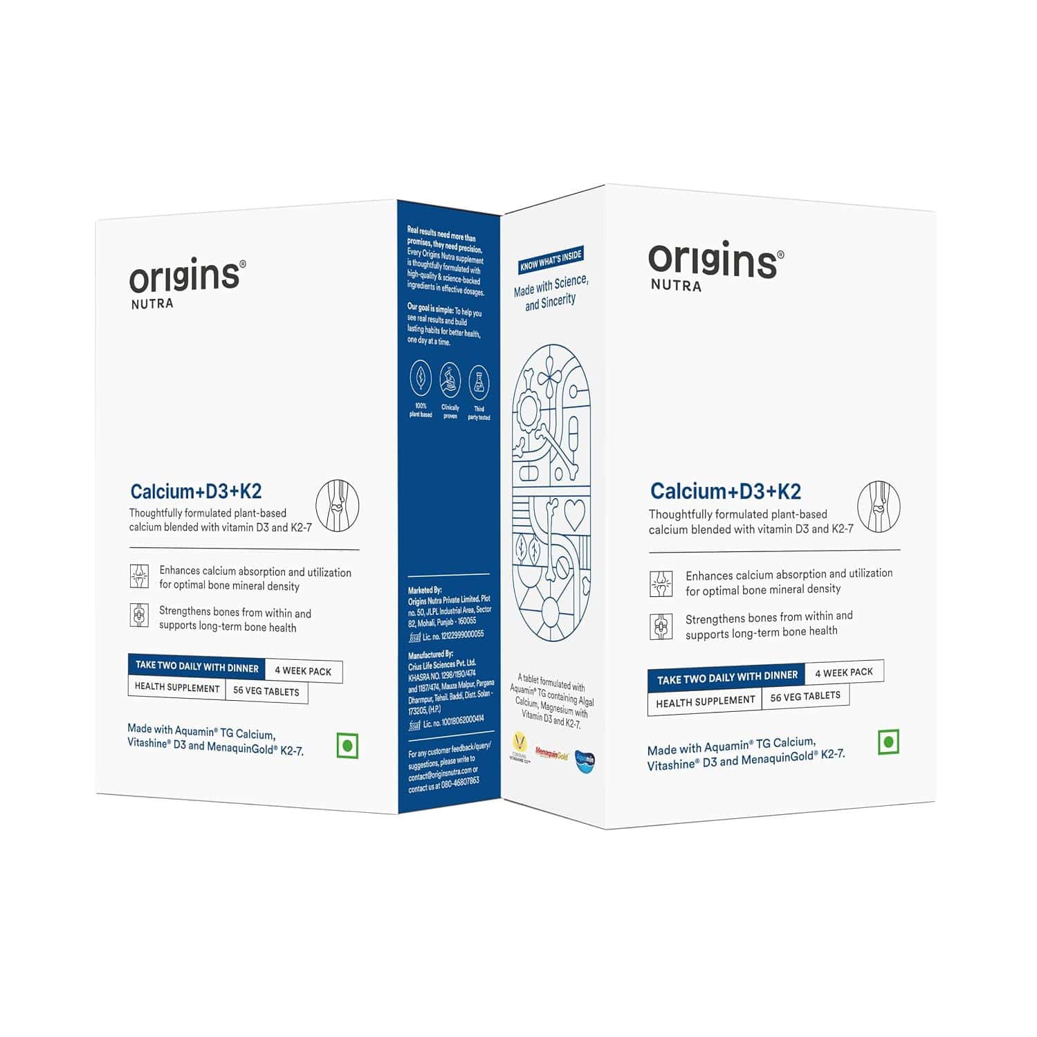Origins Nutra Plant-Based Calcium Made With Aquamin® Tg 3-In-1 Formula | 56 Veg Tablets
