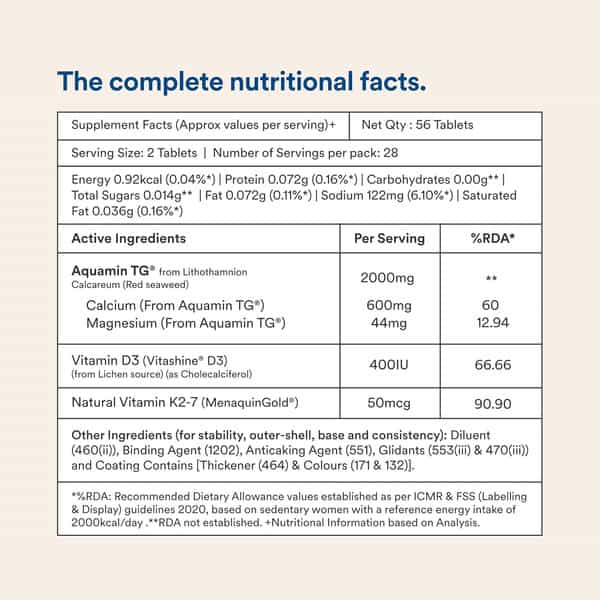 Origins Nutra Plant-Based Calcium Made With Aquamin® Tg 3-In-1 Formula | 56 Veg Tablets