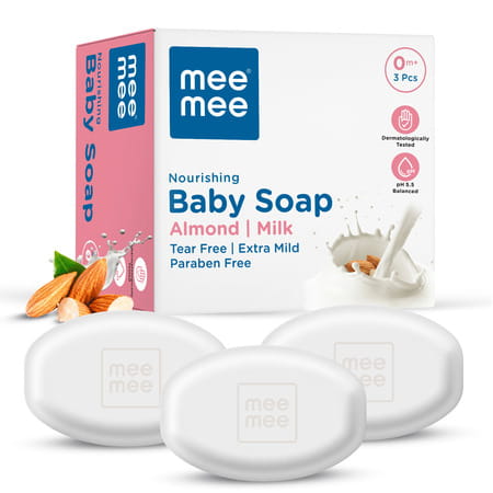 Mee Mee Gentle Baby Soap | Dermatologist Tested | Tear-Free Formula | Paraben Free - 75g (Pack Of 3)
