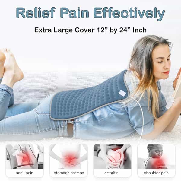 Addmax Orthopaedic Heating Pad - Xl Size Electric Heat Belt For Back Pain & Period Cramps