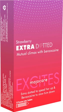 Mojocare Excites - Strawberry Extra Dotted Condoms