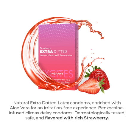 Mojocare Excites - Strawberry Extra Dotted Condoms