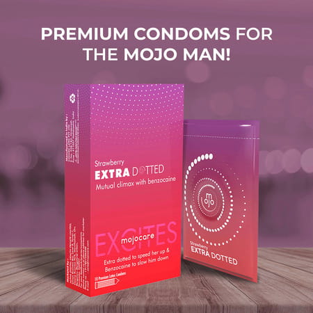 Mojocare Excites - Strawberry Extra Dotted Condoms