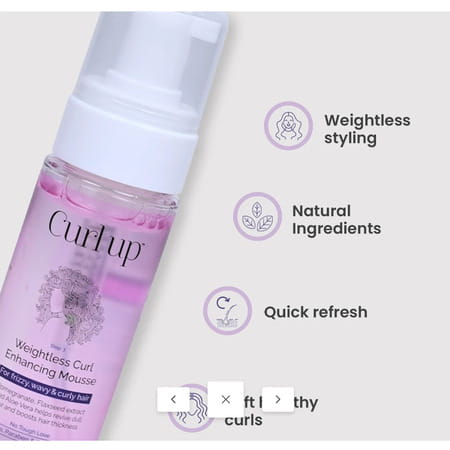 Curl Up Weightless Curl Enhancing Mousse Adds Shine & Defines Curly Hair | Wavy & Curly Hair - 150ml
