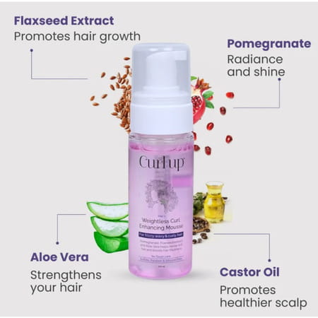 Curl Up Weightless Curl Enhancing Mousse Adds Shine & Defines Curly Hair | Wavy & Curly Hair - 150ml