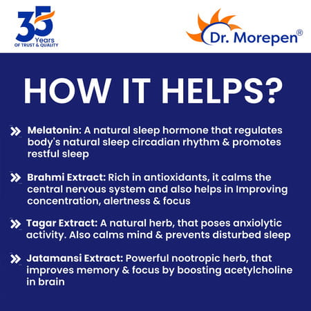 Dr. Morepen Sleep Tabs For Stress-Free Sleep & Calmness - 60 Veg Tablets Pack Of 2