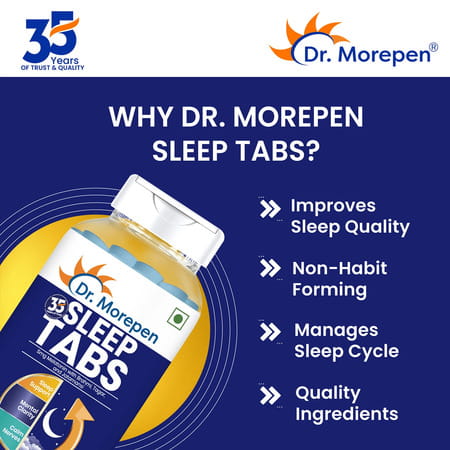 Dr. Morepen Sleep Tabs For Stress-Free Sleep & Calmness - 60 Veg Tablets Pack Of 2