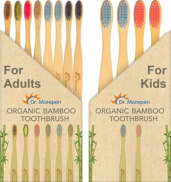 Dr. Morepen Organic Bamboo | Adults & Kids | Toothbrush | 12 No's