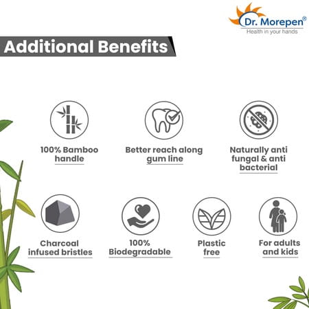 Dr. Morepen Organic Bamboo | Adults & Kids | Toothbrush | 12 No'S