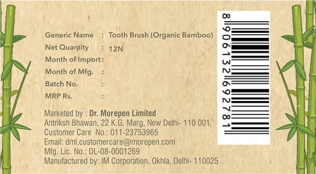 Dr. Morepen Organic Bamboo | Adults & Kids | Toothbrush | 12 No'S