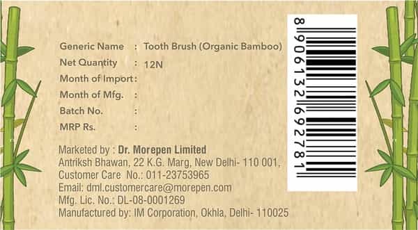 Dr. Morepen Organic Bamboo | Adults & Kids | Toothbrush | 12 No's