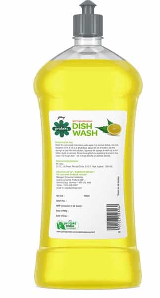 Godrej Protekt Germ Protection Dish Wash Liquid Gel Removes Grease Lime Fragnance - 750Ml