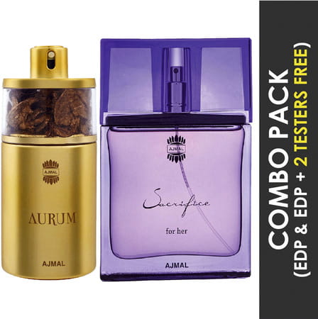 Ajmal Aurum Edp 75ml Perfume For Women And Sacrifice For Her Edp 50ml Perfume For Women
