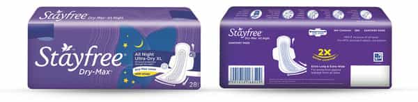 Stayfree Drymax Ultra All Nights Size Xl Sanitary Pads Packet Of 28