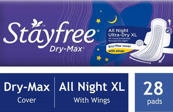 Stayfree Drymax Ultra All Nights Size Xl Sanitary Pads Packet Of 28