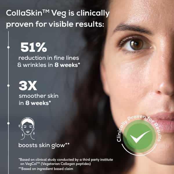 Truebasics Collaskin | 100% Vegetarian Collagen Peptides | Green Apple Mint | 200 G