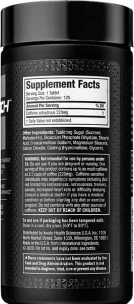 Muscletech 100% Caffeine 125 Tablet(S)