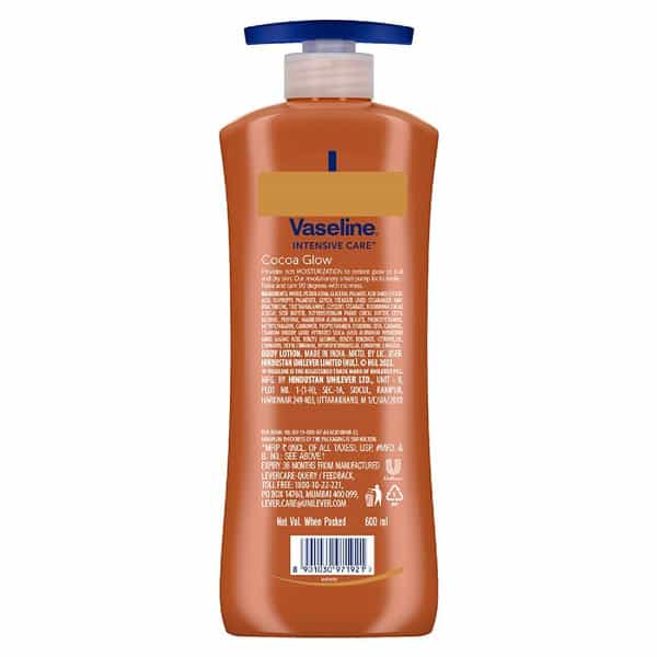Vaseline Intensive Care Cocoa Glow Long Lasting Moisturization For Dry Skin Body Lotion 600Ml