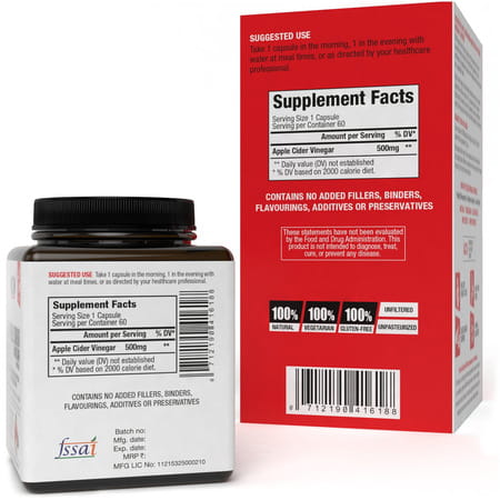 Wow Life Science Apple Cider Vinegar Capsules | 60 Capsules