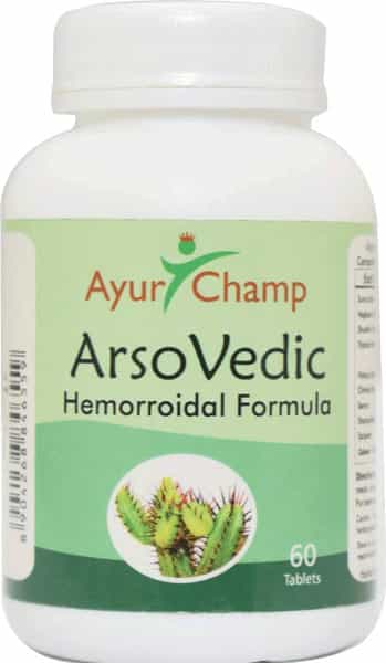 Ayur Champ - Pack Of 5 - Arso Vedic | Piles Hemorrhoid | Herbal Supplement | 500Mg 60 Tablets