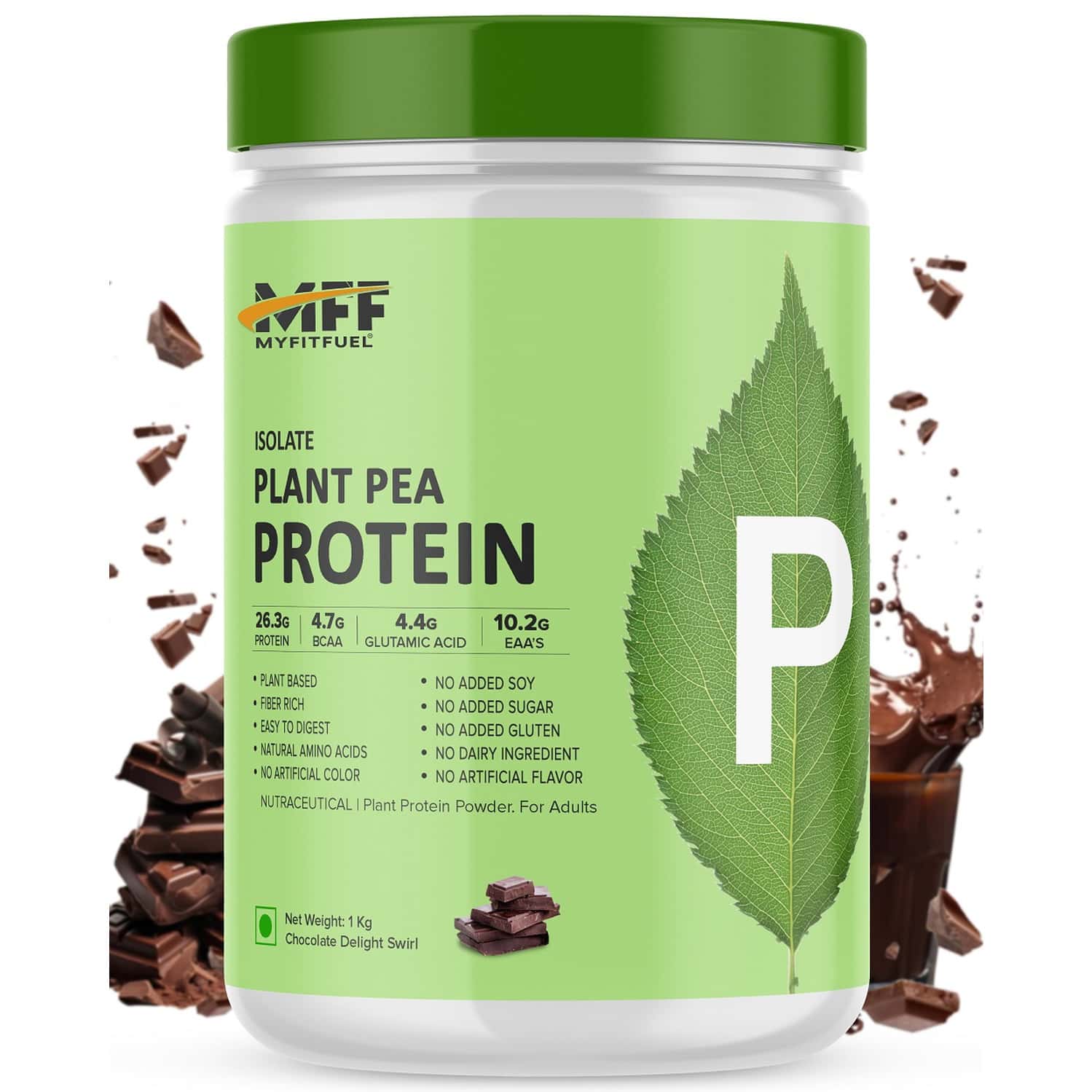 Myfitfuel Mff Plant Pea Protein 1 Kg (2.2 Lbs) Chocolate Delight Swirl|easy To Digest Protein Powder