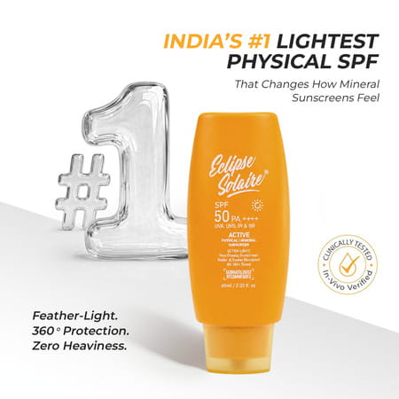 Eclipse Solaire Active Sunscreen Spf 50 Pa+++ | Uva/B | Blue Light Protection | All Skin Types 60Ml