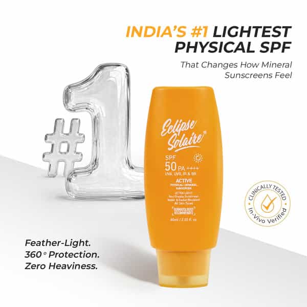 Eclipse Solaire Active Sunscreen Spf 50 Pa+++ | Uva/B | Blue Light Protection | All Skin Types 60Ml