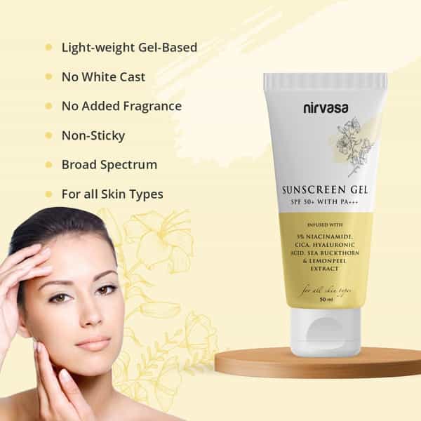 Nirvasa Sunscreen Gel With Niacinamide | Lightweight Spf 50+ Pa+++ (50 Ml)
