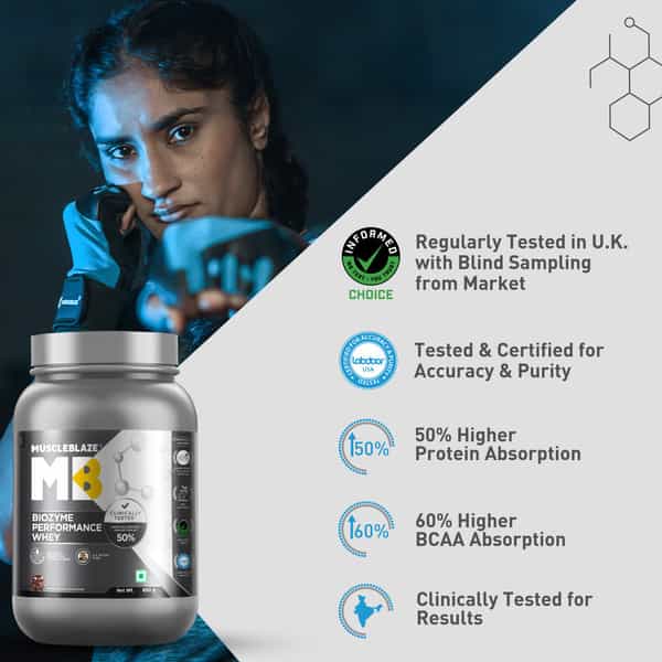 Muscleblaze Biozyme Whey (Triple Chocolate | 850G) | 50% Higher Absorption | Eaf Certified