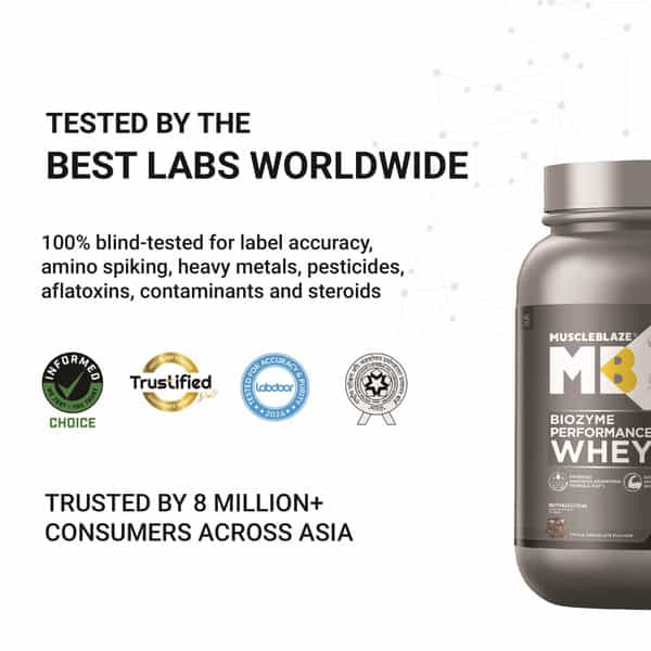 Muscleblaze Biozyme Whey (Triple Chocolate | 850G) | 50% Higher Absorption | Eaf Certified