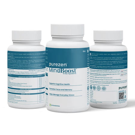 Purezen Mindboost | Brain Health Supplement For Focus Clarity & Mental Performance - 60 Capsules