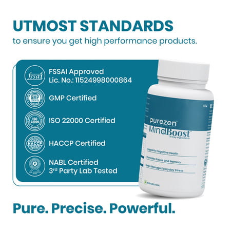 Purezen Mindboost | Brain Health Supplement For Focus Clarity & Mental Performance - 60 Capsules