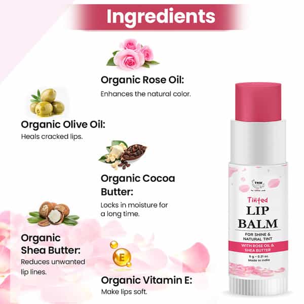 Tnw The Natural Wash Rose Tinted Lip Balm For Soft & Moisturized Lips | Lip Balm - 6 G