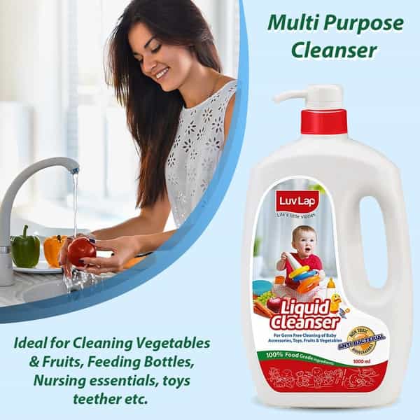 Luvlap Liquid Cleanser Anti-Bacterial Food Grade For Baby Bottles Accessories And Vegetables 1000Ml