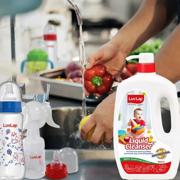 Luvlap Liquid Cleanser Anti-Bacterial Food Grade For Baby Bottles Accessories And Vegetables 1000Ml