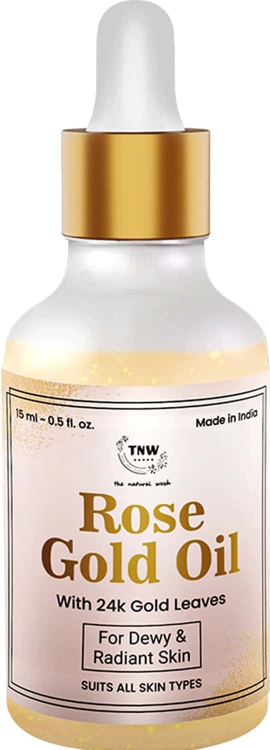 Tnw The Natural Wash Rose Gold Oil With Gold Flakes For Glowing And Soft Skin - 15 Ml
