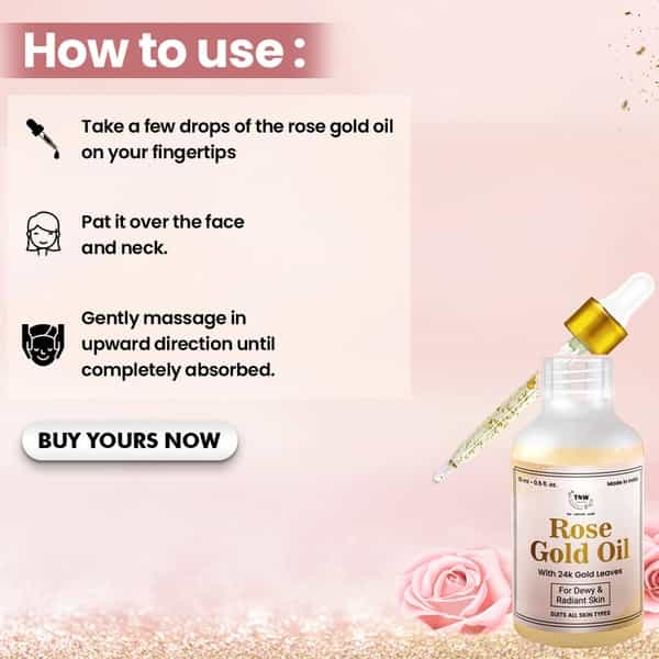 Tnw The Natural Wash Rose Gold Oil With Gold Flakes For Glowing And Soft Skin - 15 Ml