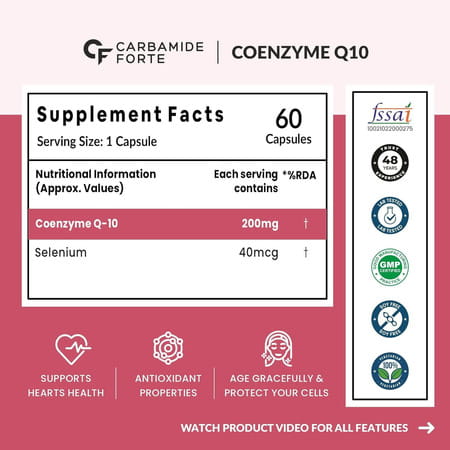 Carbamide Forte Coenzyme Q10 (Coq10) 200mg With Piperine 5mg 60 Capsules