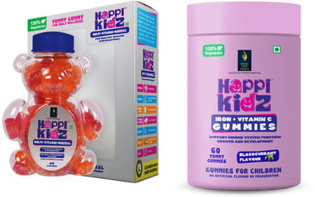 Happi Kidz Multivitamin+Minerals Gummies & Iron+Vitamin C Gummies Combo