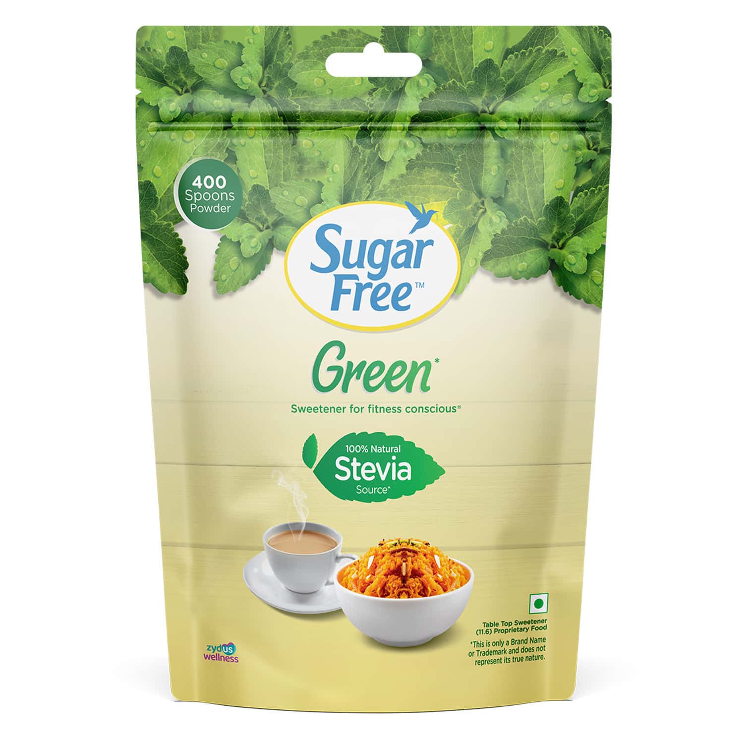 Sugar Free Green Sweetener With Natural Stevia Pouch 400 Gm