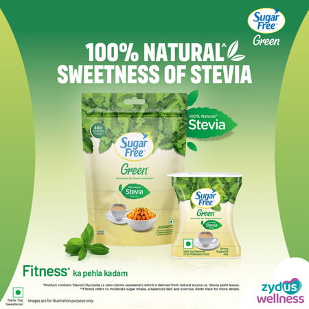 Sugar Free Green Sweetener With Natural Stevia - 400 G Pouch