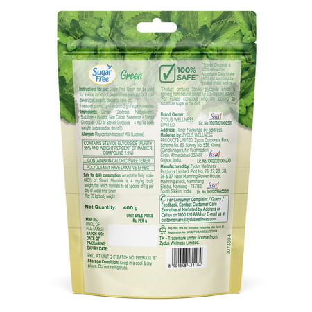 Sugar Free Green Sweetener With Natural Stevia - 400 G Pouch