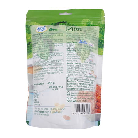 Sugar Free Green Sweetener With Natural Stevia - 400 G Pouch