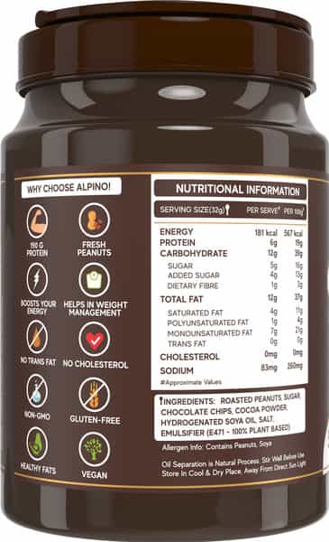 Alpino Chocolate Peanut Butter Smooth 2.4 Kg Jar| Creamy High Protein Peanut Butter Vegan