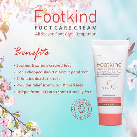 Footkind Foot Care Cream 60 Gm | With Aloe | Cocoa Butter & Coconut Oil (Pack Of 2)