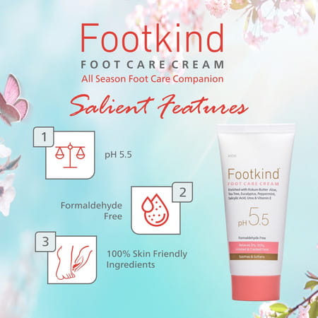 Footkind Foot Care Cream 60 Gm | With Aloe | Cocoa Butter & Coconut Oil (Pack Of 2)