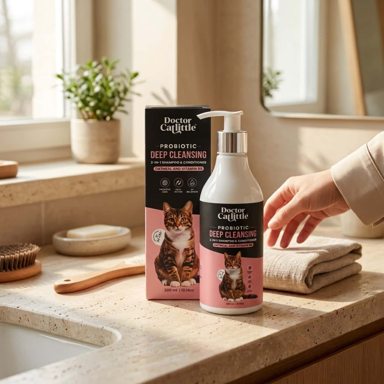 Doctor Catlittle Probiotic Cat Deep Cleansing 2-In-1 Shampoo & Conditioner (300 Ml)