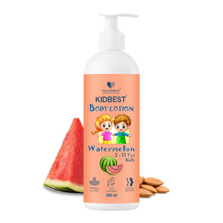 Healthbest Kidbest Body Lotion For Kids|Anti-Bacterial|Tear Paraben Sls Free|Watermelon Flavor|500ml