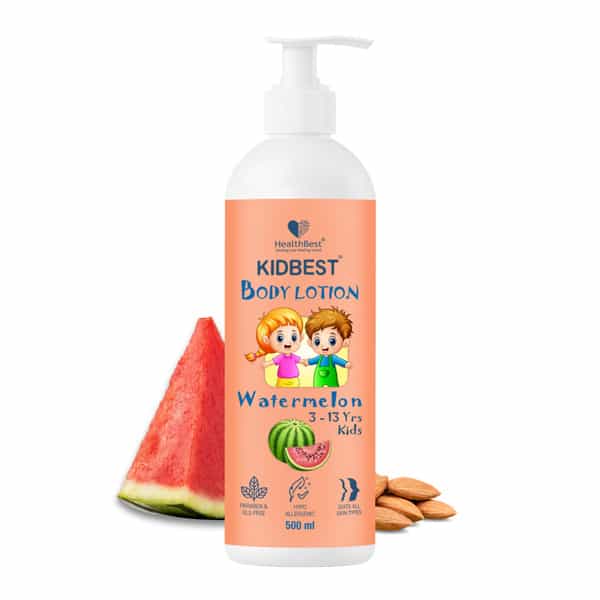 Healthbest Kids Body Lotion Tear Free | Watermelon Moisturizer With Shea Butter & Vitamin E - 500Ml